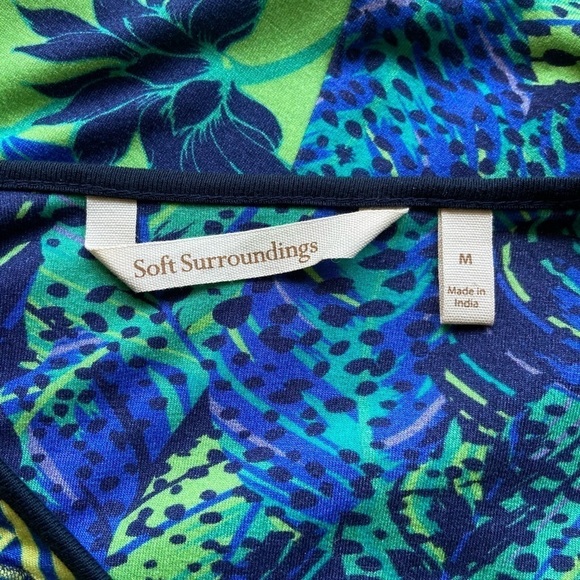 Soft Surroundings Tunic Top Sz M Embroidered Beaded Green Blue Boho Colorful - Picture 4 of 9
